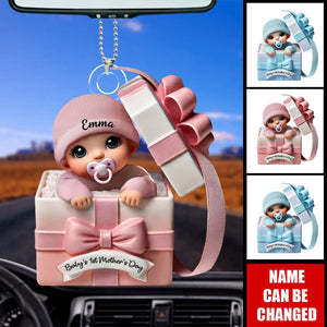 Baby Inside Gift Box Personalized Acrylic Ornament, Lovely Keepsake to Celebrate Baby's First Mother's Day, Gift for New Moms