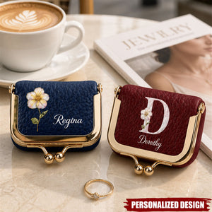 Personalized Floral Initial Mini Jewelry Box - Travel Jewelry Case