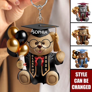 Graduation Bear - Personalized Acrylic Keychain