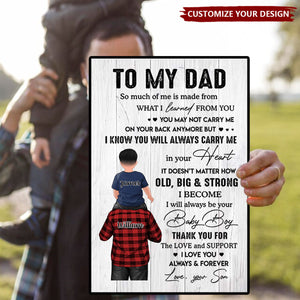 To My Dad From Daughter Son Piggy Back - Family Personalized Poster, Gift For Daddy