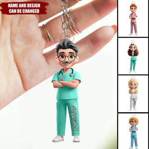 3D Effect Nurse Nutrition Facts - Personalized Keychain, Gift For Nurses