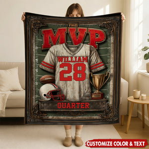 Gift For Football Son/ Daughter - Personalized Football Blanket