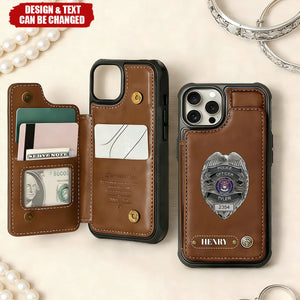 American Police Officer 250th Anniversary Personalized Leather Wallet Phone Case