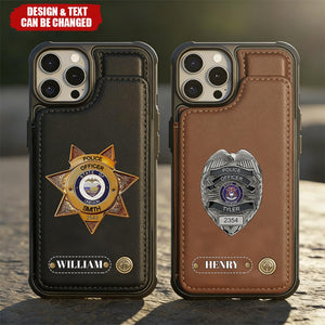 American Police Officer 250th Anniversary Personalized Leather Wallet Phone Case