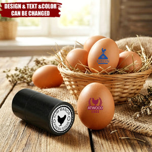 Personalized Hen Silhouette Safe Egg Stamp with Food Grade Ink - Birthday Gift for Family Farmer Breeder