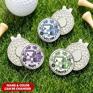 Personalized Name Golf Cart Golf Ball Marker Magnetic Hat Clip Gift for Golf Player & Lover