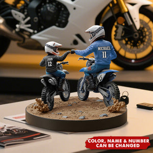 Dirt Bike Dad And Kid - Personalized Custom Shaped Acrylic Plaque, Gift For Dad