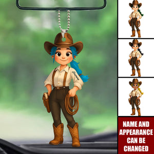 Cute Cowgirl - Personalized Acrylic Ornament, Car Hanger