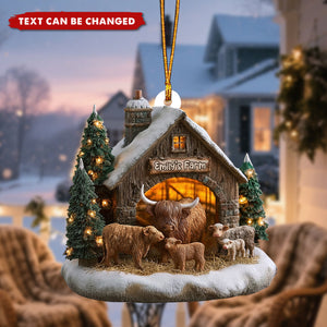 Adorable Highland Cows - Personalized Christmas Acrylic Ornament