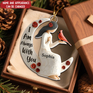 Cardinal On The Moon - Personalized Christmas Acrylic Ornament