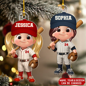 Little Kid Baseball - Personalized Christmas Acrylic Ornament