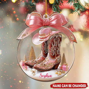 Cowgirl Boots - Personalized Christmas Acrylic Ornament
