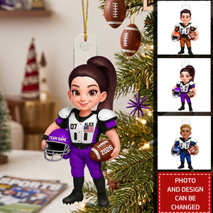 3D Effect Proud American Football Player - Personalized Christmas Acrylic Ornament