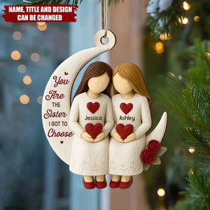 3D Effect Roses Besties On Moon - Personalized Wooden Ornament