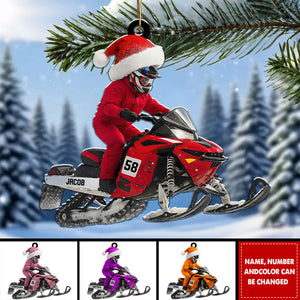 Snowmobile Rider - Personalized Christmas Acrylic Ornament