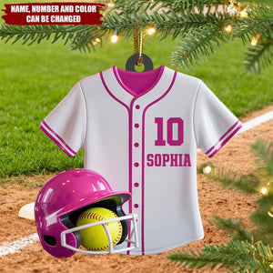 Softball Jersey - Personalized Christmas Acrylic Ornament