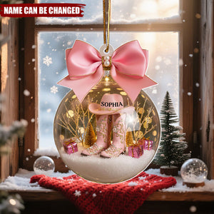 Cow Girl Boots - Personalized Christmas Acrylic Ornament