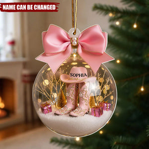 Cow Girl Boots - Personalized Christmas Acrylic Ornament