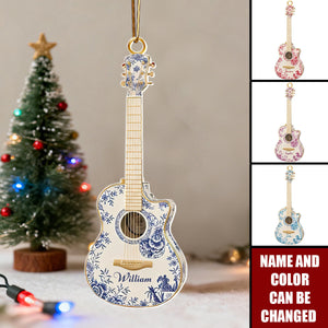 Guitar Toile de Jouy - Personalized Christmas Acrylic Ornament