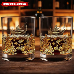 Fishing Man - Personalized Fishing Whiskey Glass, Gifts For Fishing Lovers