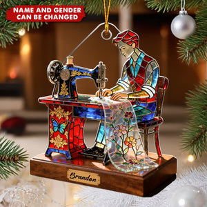Sewing Machine Worker - Personalized Christmas Acrylic Ornament