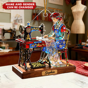 Sewing Machine Worker - Personalized Christmas Acrylic Ornament