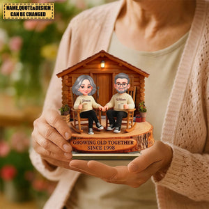 Eternal Love Couple Forever Together Wooden Cabin - Personalized 2-Layered Wooden Plaque