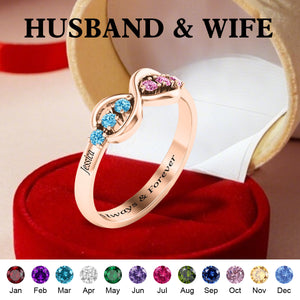 Personalized Infinity Birthstone Ring - Custom Jewelry for Women