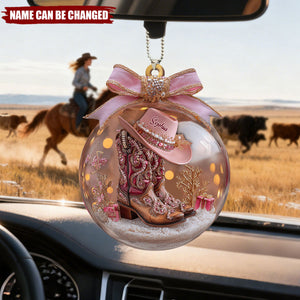 Cowgirl Boots - Personalized Cowgirl Car Ornament