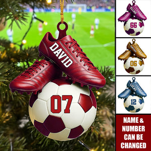 Personalized Soccer Ornament - Custom Name & Jersey Number Gift for Fans