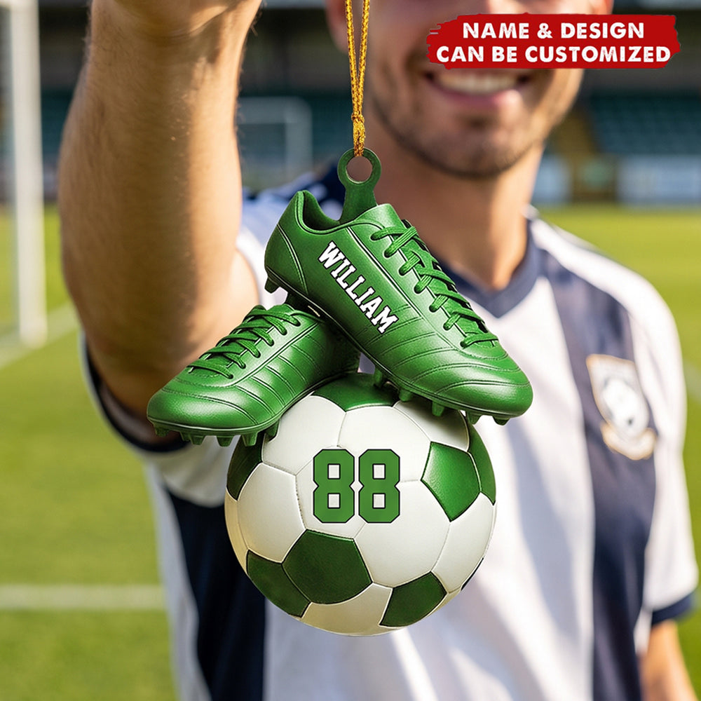 Personalized Soccer Ornament - Custom Name & Jersey Number Gift for Fans