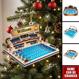 Personalized Swimming Christmas Ornament, Custom Swimmer Name Ornament
