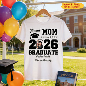 Proud Mom Of A Graduate - Personalized Photo T-Shirt