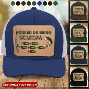 Hooked On Being Grandpa Papa Fishing Camouflage Personalized Cap