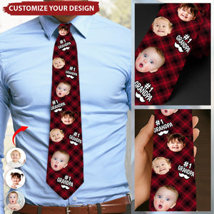 Custom Photo Best One In The World - Family Personalized Tie - Father's Day, Gift For Dad, Grandpa