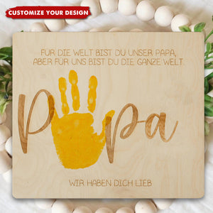 Father's Day Handprint DIY Sign - Personalized Wooden Plaque