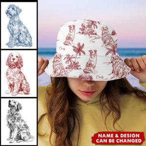 Dog Lovers Toile De Jouy Style Custom Dog Breeds Personalized Bucket Hat