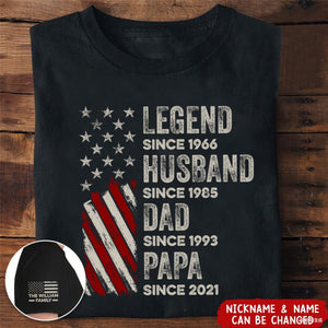 Legend, Husband, Dad And Grandpa Custom Family Name - Personalized T-shirt