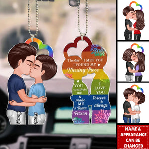 LGBTQ Couple Kissing Personalized Acrylic Car Ornament