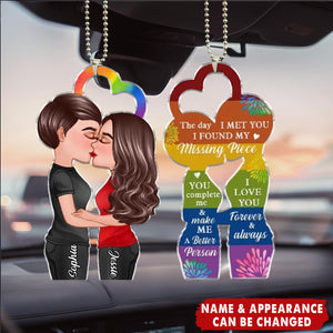 LGBTQ Couple Kissing Personalized Acrylic Car Ornament