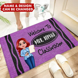 Teacher Crayon Welcome To Classroom Personalized Doormat