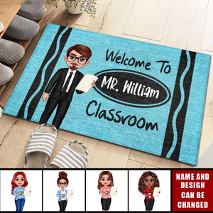 Teacher Crayon Welcome To Classroom Personalized Doormat