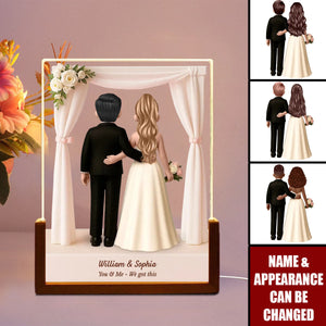 Custom Cartoon Bride And Groom Personalized LED Night Light