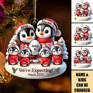 Cute Penguin Couple Expecting Parents Pregnancy Personalized Acrylic Ornament