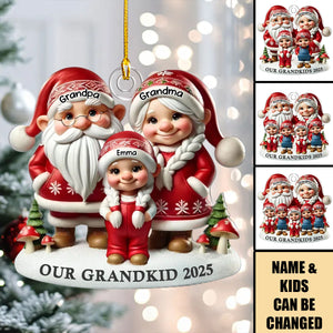 Gnome Grandma Grandpa And Grandkids Personalized Acrylic Ornament