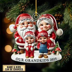 Gnome Grandma Grandpa And Grandkids Personalized Acrylic Ornament