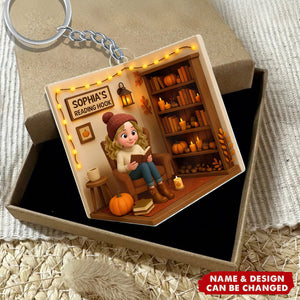 Reading Hook Cozy Season - Personalized Acrylic Keychain