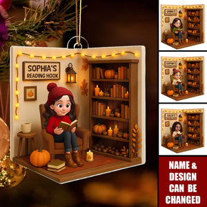 Reading Hook Cozy Season Personalized Acrylic Ornament