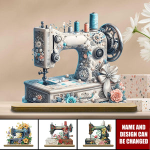 Shiny Sewing Machine Personalized Wooden Plaque