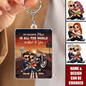 Bikers Couple Riding Partners For Life - Personalized Acrylic Keychain